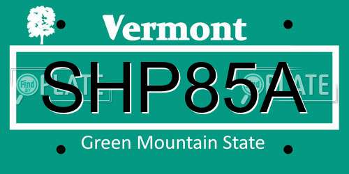 SHP85A Vermont License Plate