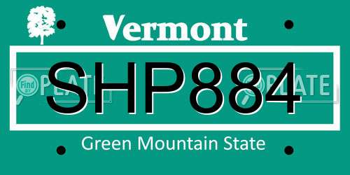 SHP884 Vermont License Plate