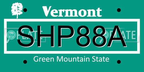 SHP88A Vermont License Plate