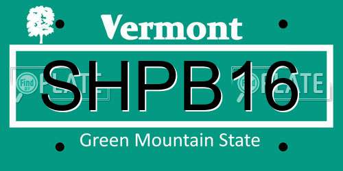 SHPB16 Vermont License Plate
