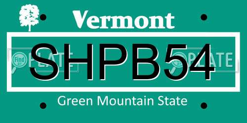 SHPB54 Vermont License Plate