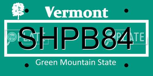 SHPB84 Vermont License Plate