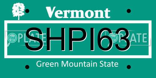 SHPI63 Vermont License Plate