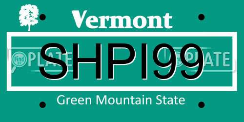 SHPI99 Vermont License Plate