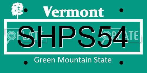 SHPS54 Vermont License Plate