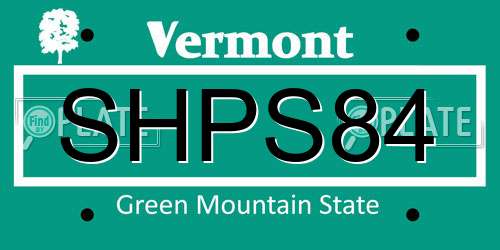 SHPS84 Vermont License Plate
