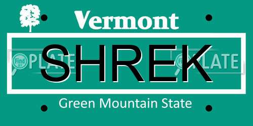 SHREK Vermont License Plate