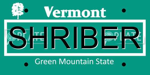 SHRIBER Vermont License Plate