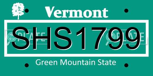 SHS1799 Vermont License Plate