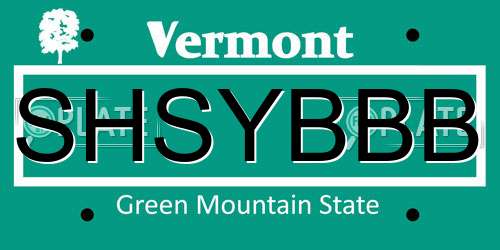 SHSYBBB Vermont License Plate