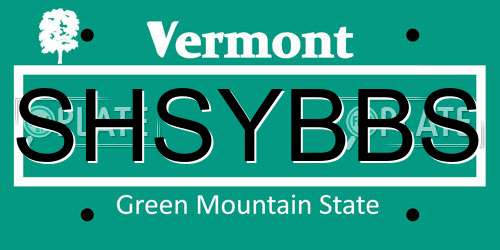 SHSYBBS Vermont License Plate