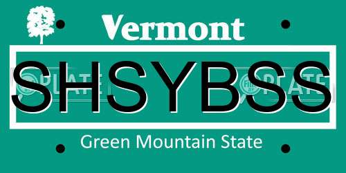SHSYBSS Vermont License Plate