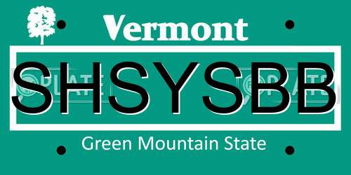 SHSYSBB Vermont License Plate