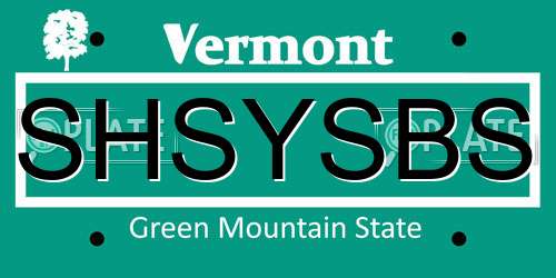 SHSYSBS Vermont License Plate