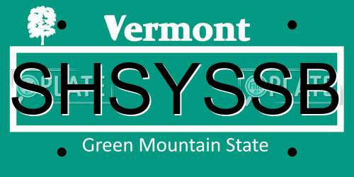 SHSYSSB Vermont License Plate