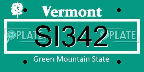 SI342 Vermont License Plate