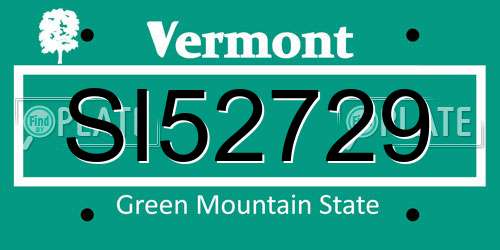 SI52729 Vermont License Plate