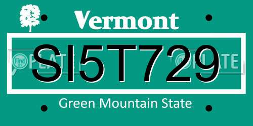 SI5T729 Vermont License Plate