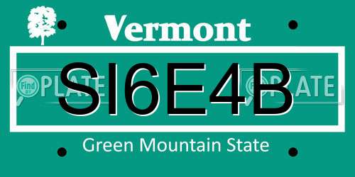 SI6E4B Vermont License Plate