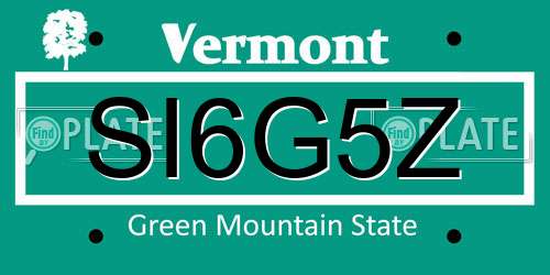 SI6G5Z Vermont License Plate