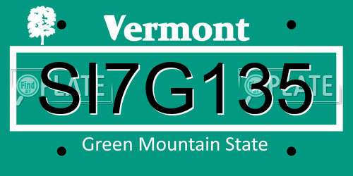 SI7G135 Vermont License Plate