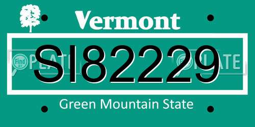 SI82229 Vermont License Plate