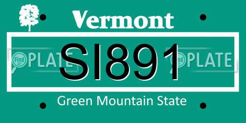 SI891 Vermont License Plate