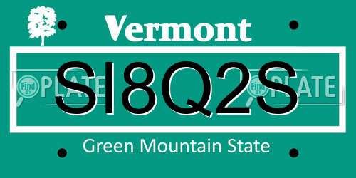 SI8Q2S Vermont License Plate