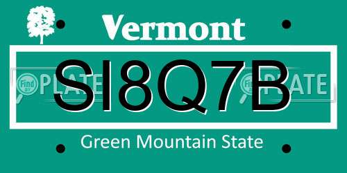 SI8Q7B Vermont License Plate