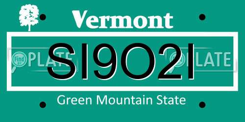 SI9O2I Vermont License Plate