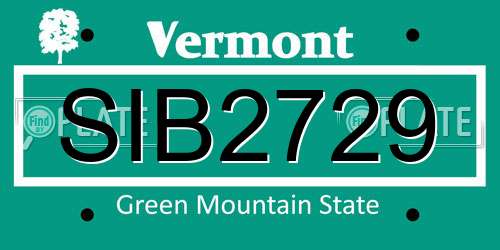 SIB2729 Vermont License Plate