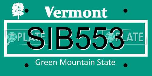 SIB553 Vermont License Plate