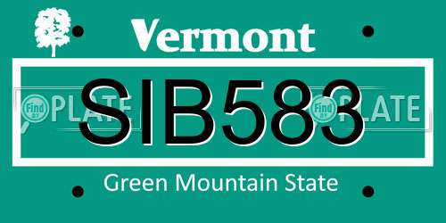 SIB583 Vermont License Plate