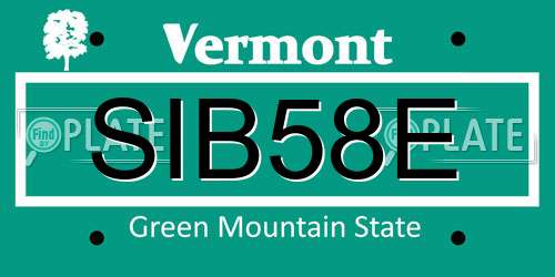 SIB58E Vermont License Plate