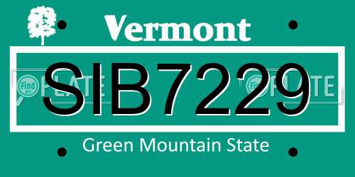 SIB7229 Vermont License Plate