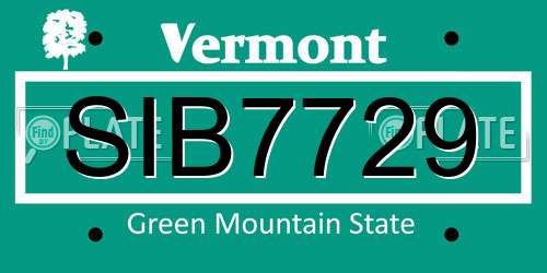 SIB7729 Vermont License Plate
