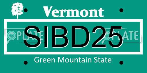 SIBD25 Vermont License Plate