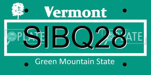 SIBQ28 Vermont License Plate