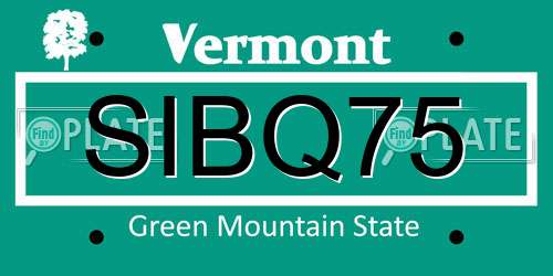 SIBQ75 Vermont License Plate