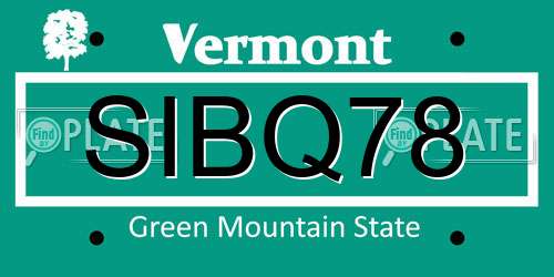 SIBQ78 Vermont License Plate