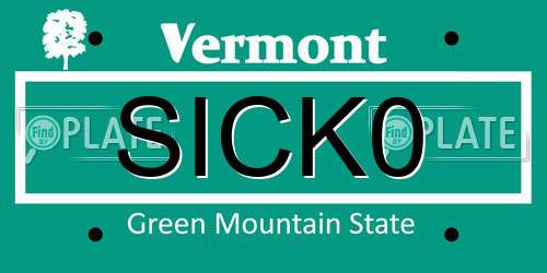 SICK0 Vermont License Plate