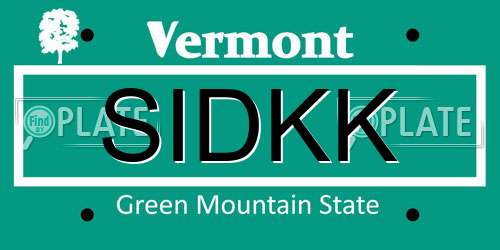 SIDKK Vermont License Plate