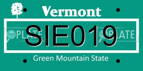 SIE019 Vermont License Plate