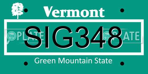 SIG348 Vermont License Plate