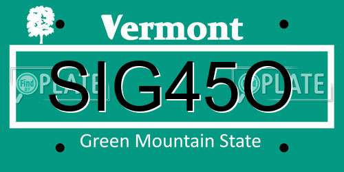 SIG45O Vermont License Plate
