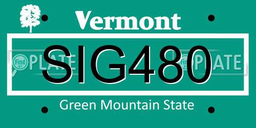 SIG480 Vermont License Plate