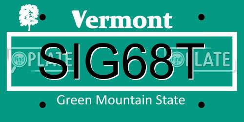 SIG68T Vermont License Plate