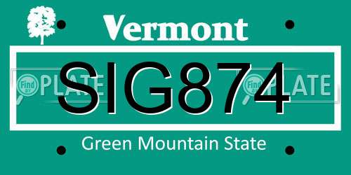 SIG874 Vermont License Plate