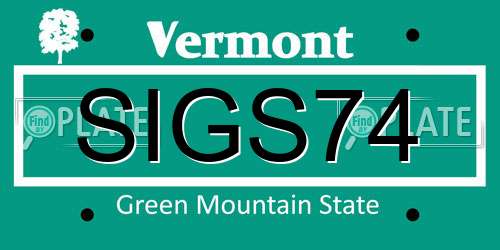 SIGS74 Vermont License Plate