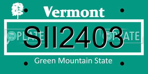 SII2403 Vermont License Plate